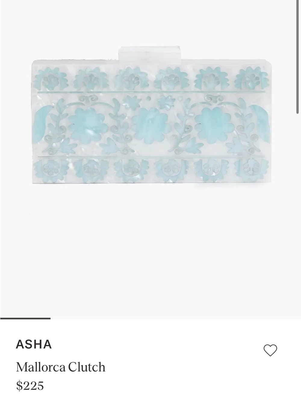 ASHA Mallorca Floral Acrylic Clutch — Light Blue